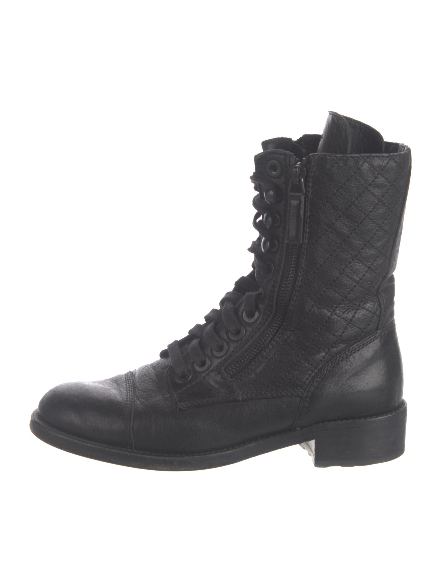Chanel Interlocking CC Logo Leather Combat Boots