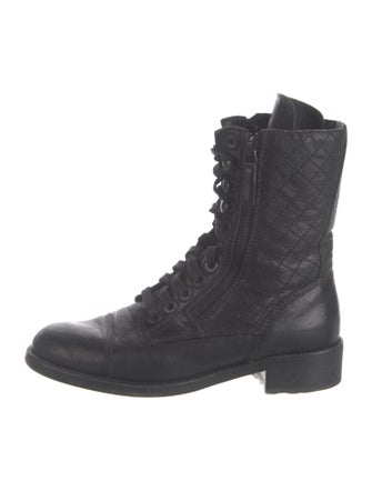 Chanel Interlocking CC Logo Leather Combat Boots