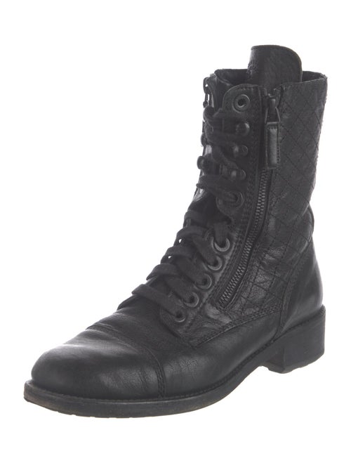 Chanel Interlocking CC Logo Leather Combat Boots