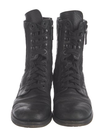 Chanel Interlocking CC Logo Leather Combat Boots