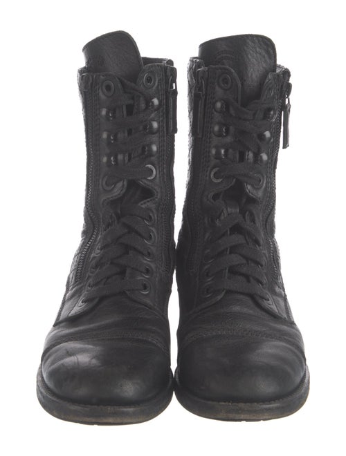 Chanel Interlocking CC Logo Leather Combat Boots