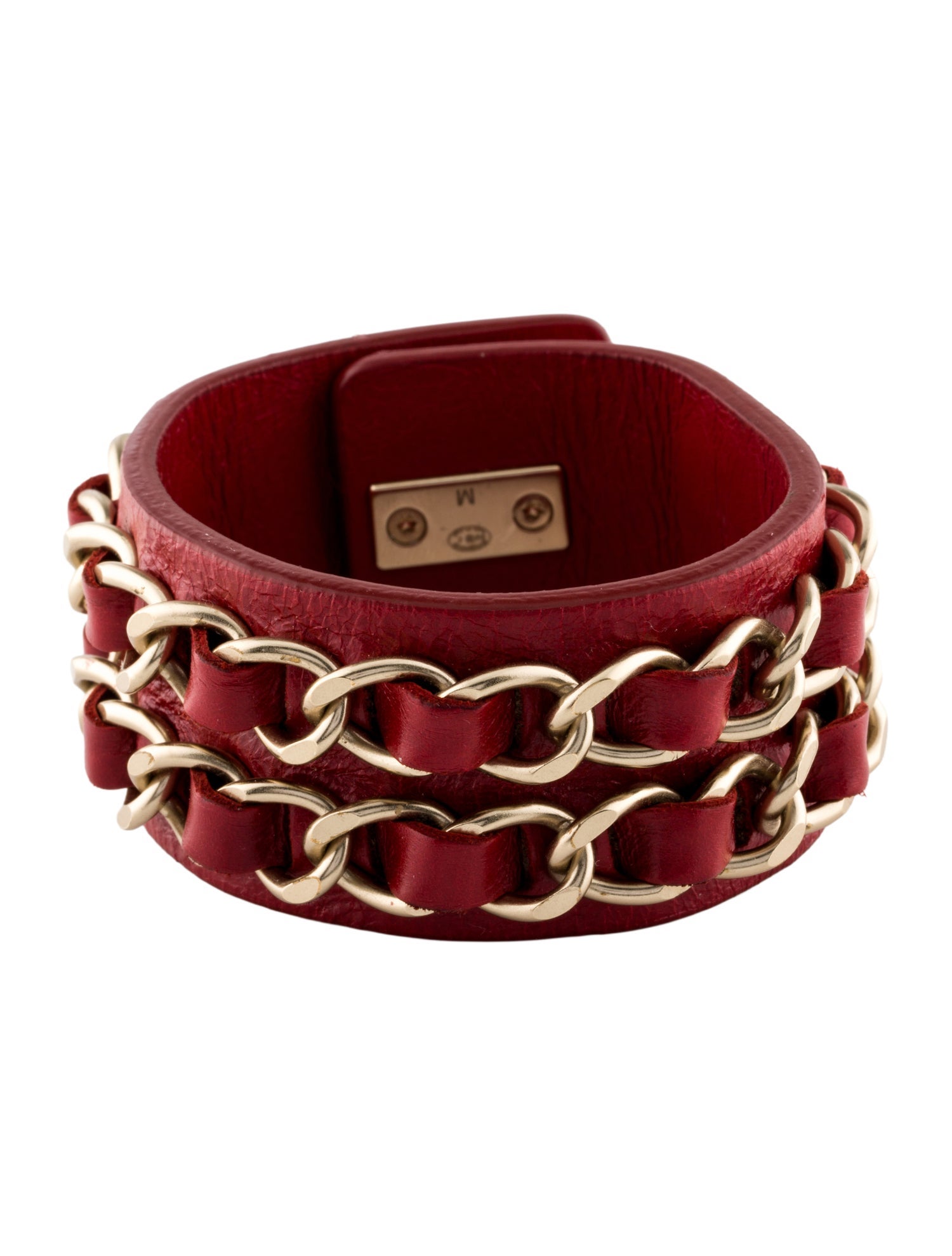 Chanel Leather Chain-Link CC Turn-Lock Bracelet