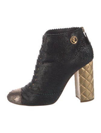 Chanel 2015 Interlocking CC Logo Lace-Up Boots