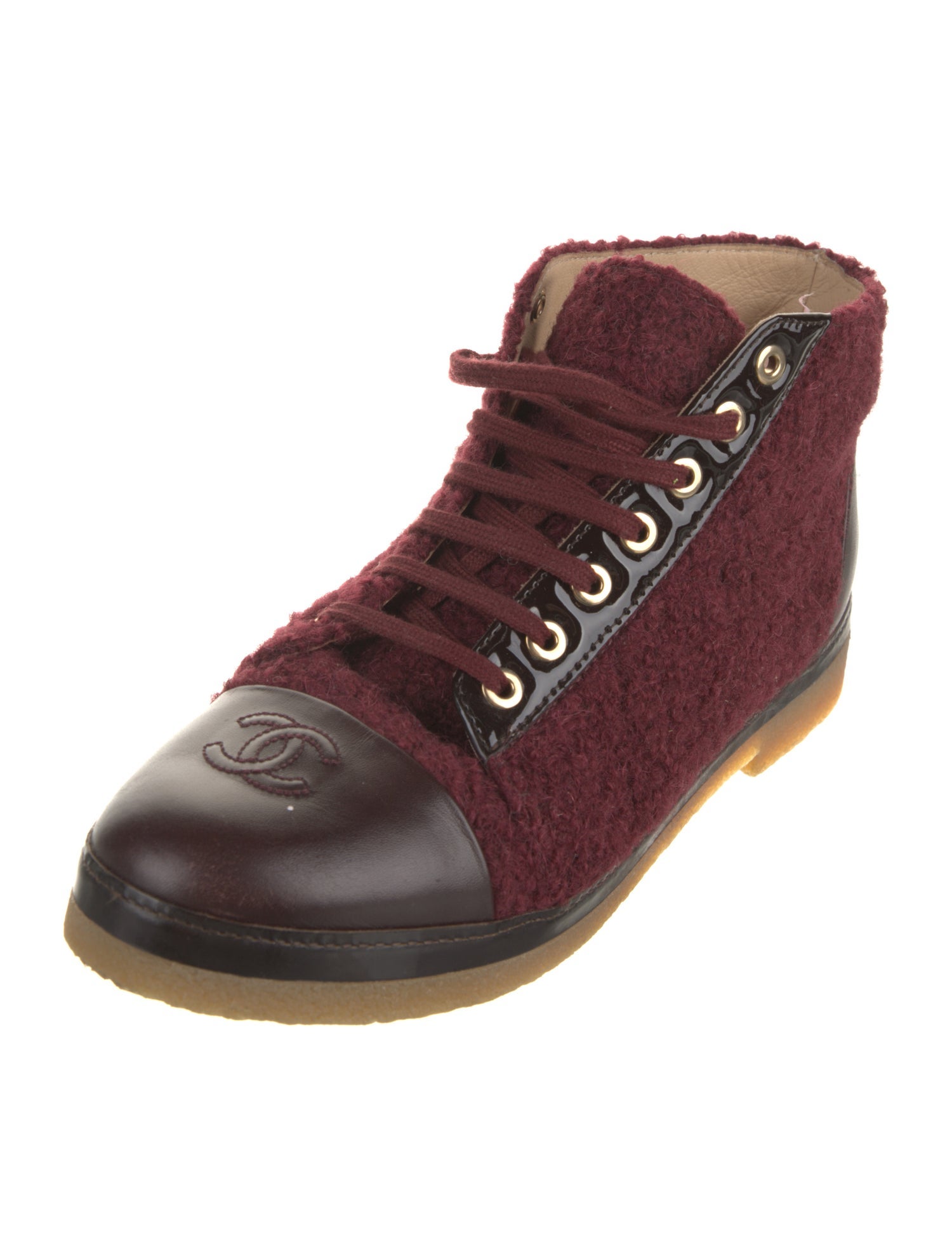 Chanel 2014-2015 Interlocking CC Logo Lace-Up Boots