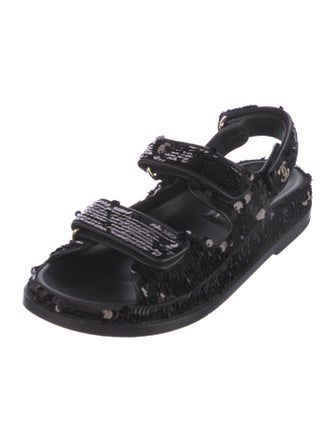 Chanel 2022 Interlocking CC Logo Slingback Sandals