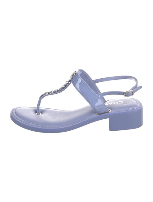 Chanel 2022 Interlocking CC Logo T-Strap Sandals
