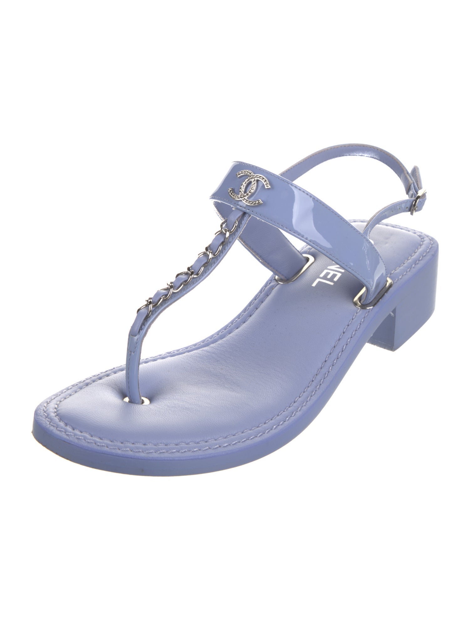 Chanel 2022 Interlocking CC Logo T-Strap Sandals