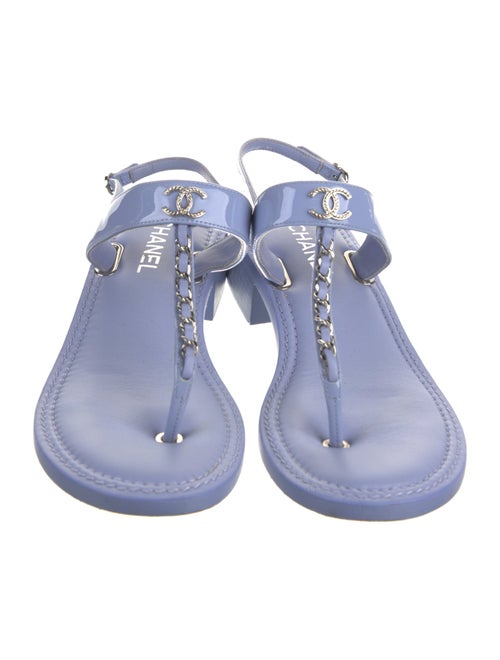 Chanel 2022 Interlocking CC Logo T-Strap Sandals