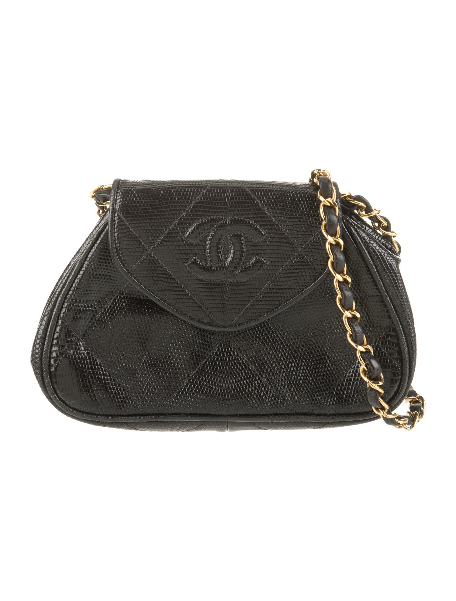 Chanel Quilted CC Lizard Flap Bag