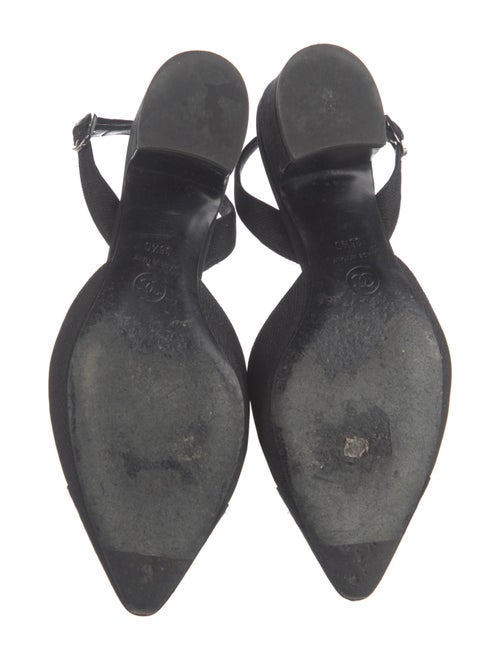 Chanel Interlocking CC Logo Grosgrain Trim Slingback Pumps