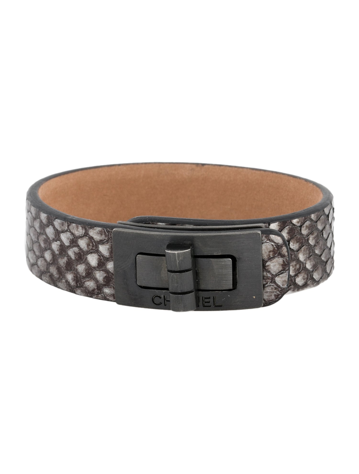 Chanel Lizard Leather Mademoiselle Wrap Bracelet