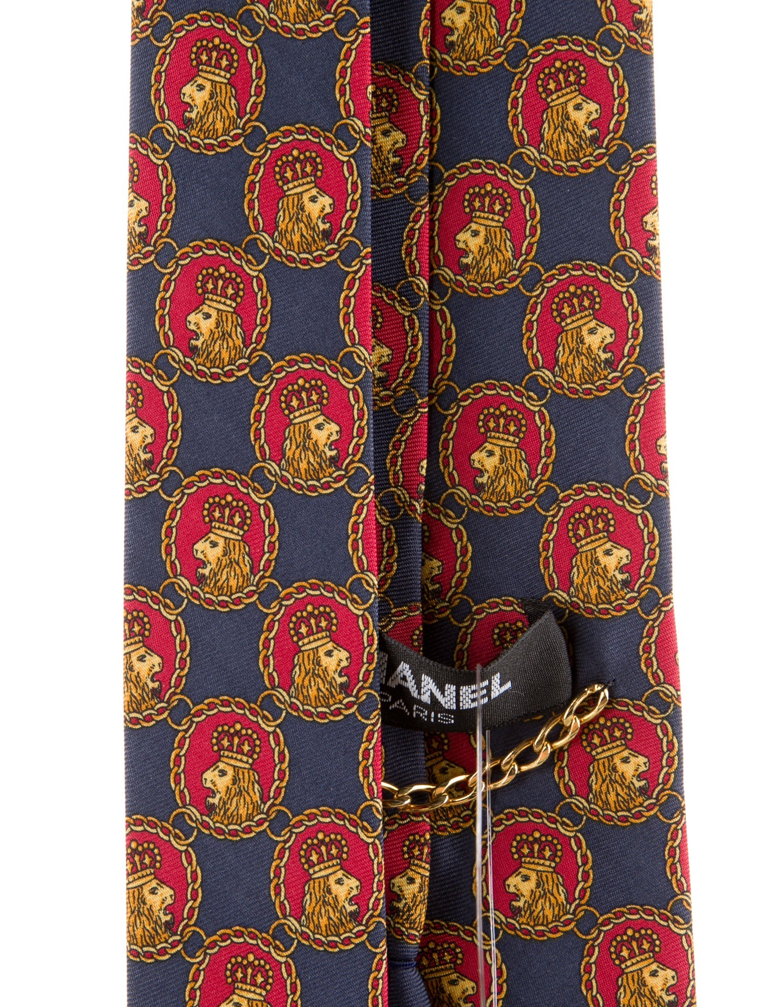 Chanel Lion Silk Pattern Tie