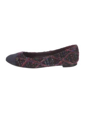 Chanel Interlocking CC Logo Tweed Ballet Flats