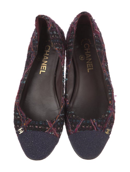 Chanel Interlocking CC Logo Tweed Ballet Flats