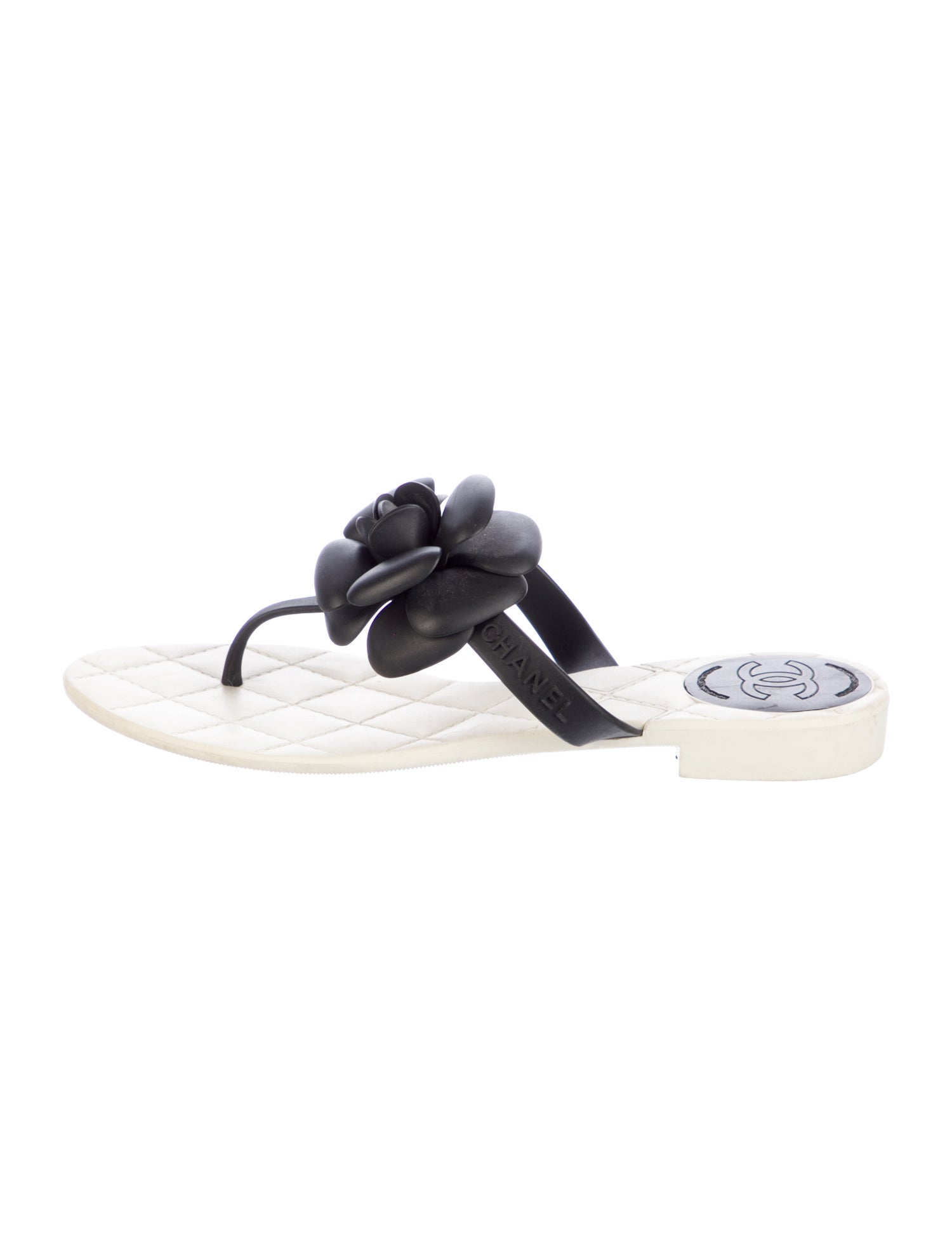 Chanel Interlocking CC Logo Rubber Flip Flops