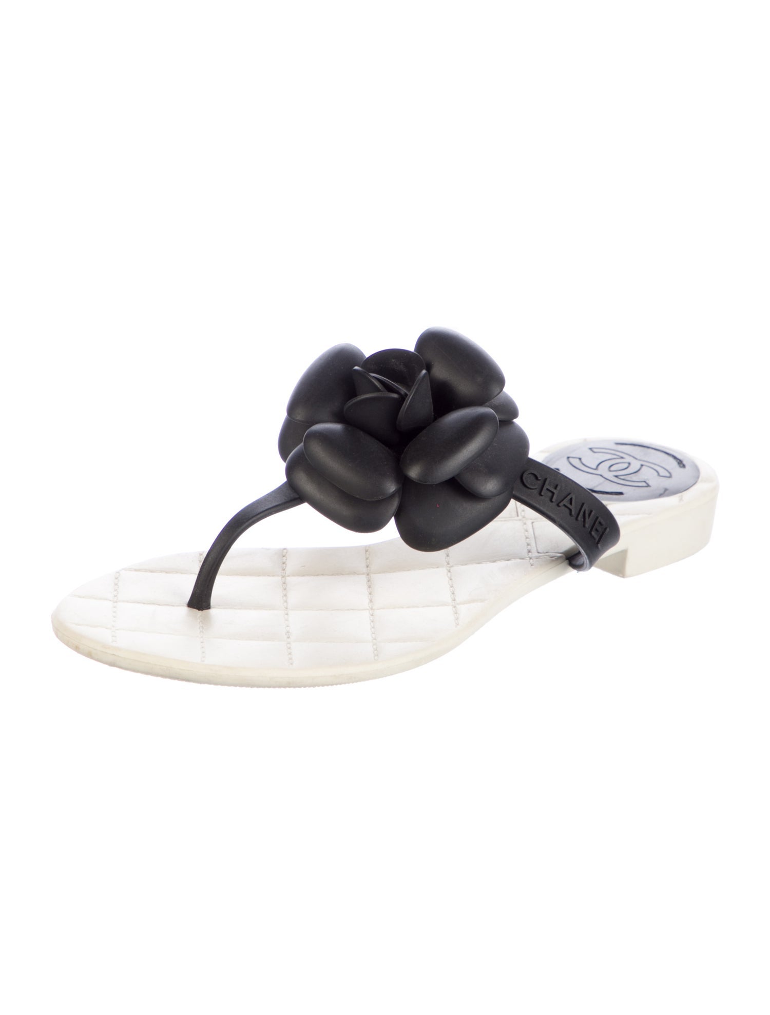 Chanel Interlocking CC Logo Rubber Flip Flops
