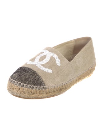 Chanel Interlocking CC Logo Sequin Embellishments Espadrilles