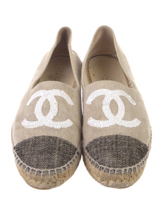Chanel Interlocking CC Logo Sequin Embellishments Espadrilles