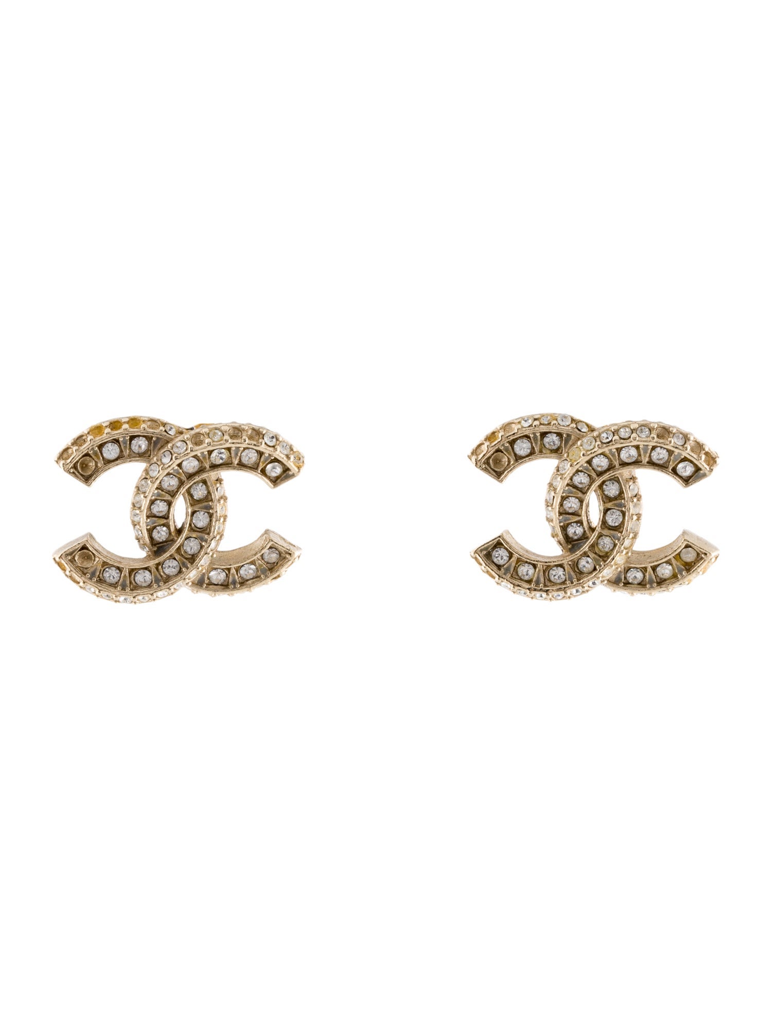 Chanel Strass CC Stud Earrings
