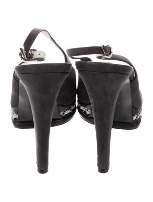 Chanel Interlocking CC Logo Suede Slingback Sandals