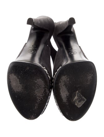 Chanel Interlocking CC Logo Suede Slingback Sandals