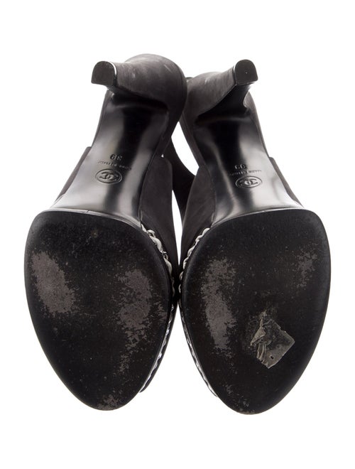 Chanel Interlocking CC Logo Suede Slingback Sandals