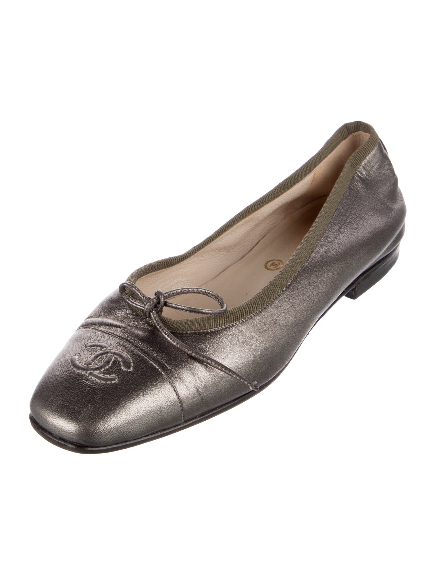 Hermès Chanel Interlocking CC Logo Lambskin Ballet Flats