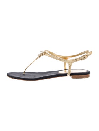 Chanel 2015 Interlocking CC Logo T-Strap Sandals