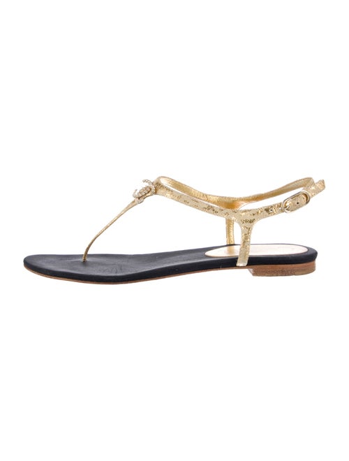 Chanel 2015 Interlocking CC Logo T-Strap Sandals