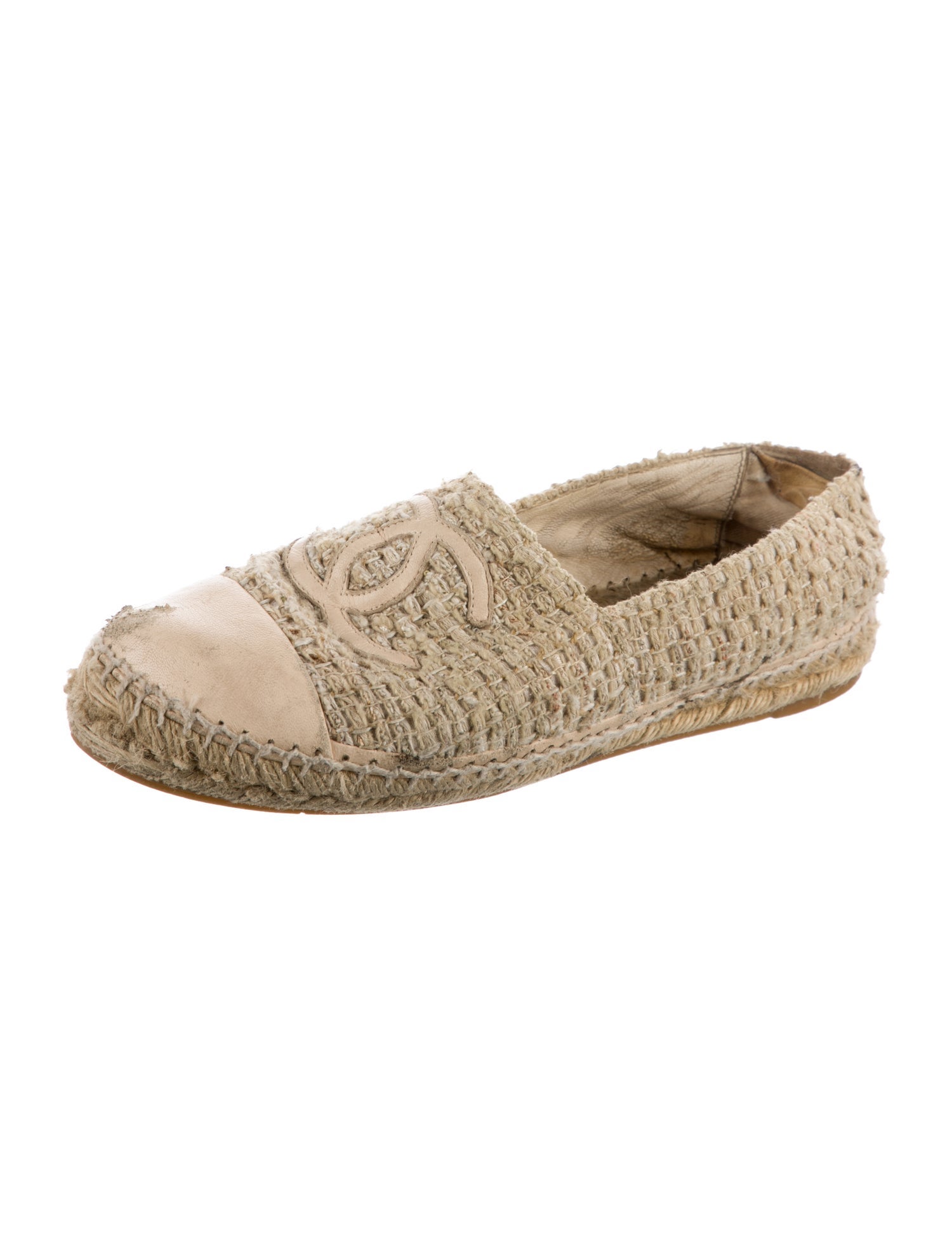 Chanel Interlocking CC Logo Tweed Espadrilles
