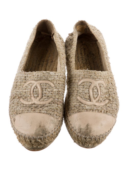 Chanel Interlocking CC Logo Tweed Espadrilles