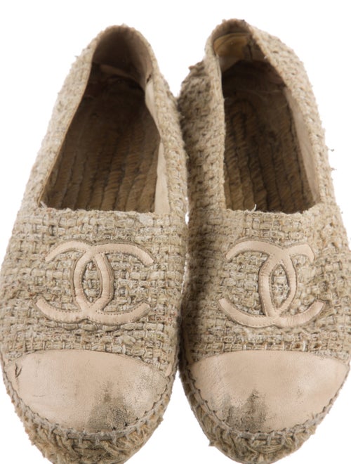 Chanel Interlocking CC Logo Tweed Espadrilles