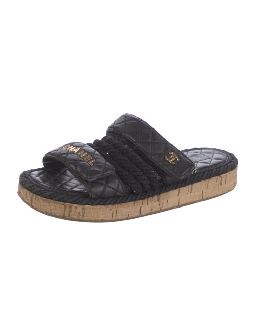 Chanel Interlocking CC Logo Leather Slides