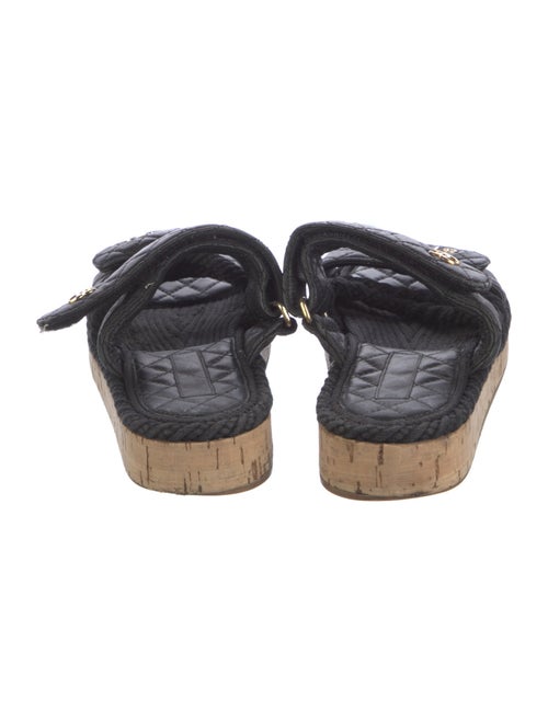 Chanel Interlocking CC Logo Leather Slides