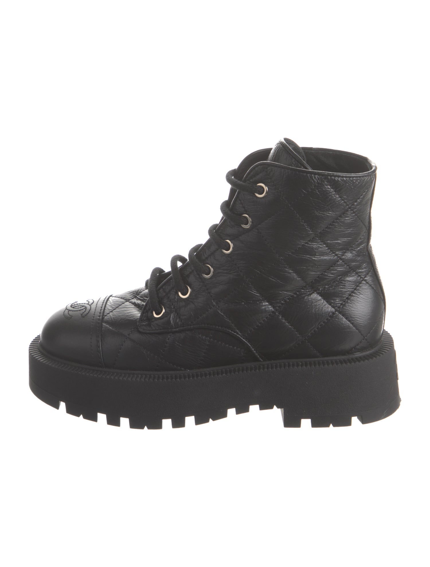 Chanel 2024 Interlocking CC Logo Combat Boots