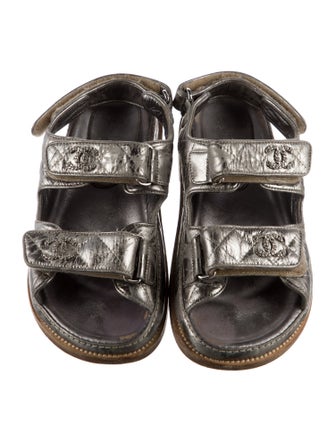 Chanel Interlocking CC Logo Lambskin Slingback Sandals