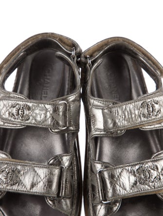 Chanel Interlocking CC Logo Lambskin Slingback Sandals