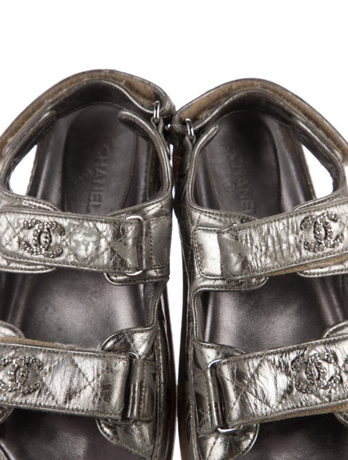 Chanel Interlocking CC Logo Lambskin Slingback Sandals