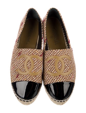 Chanel Interlocking CC Logo Tweed Espadrilles