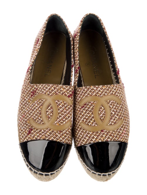 Chanel Interlocking CC Logo Tweed Espadrilles