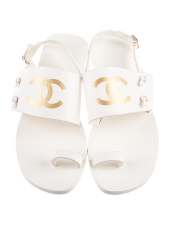 Chanel 2021 Interlocking CC Logo Slingback Sandals
