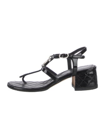 Chanel 2017 Interlocking CC Logo T-Strap Sandals