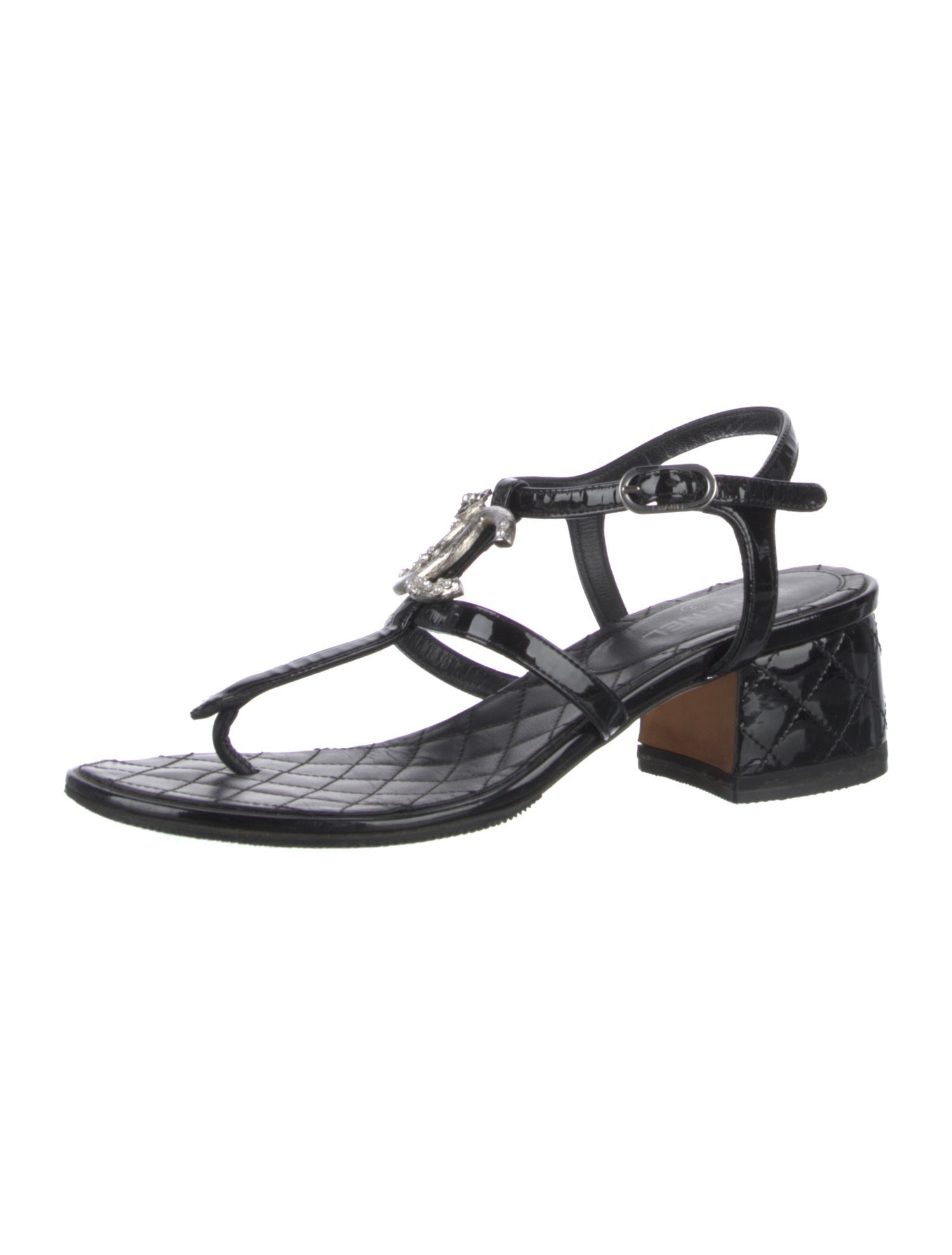 Chanel 2017 Interlocking CC Logo T-Strap Sandals