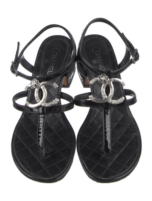 Chanel 2017 Interlocking CC Logo T-Strap Sandals