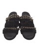 Chanel Interlocking CC Logo Suede Slides