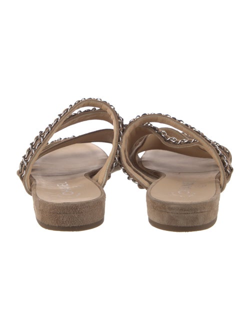 Chanel Interlocking CC Logo Suede Slides