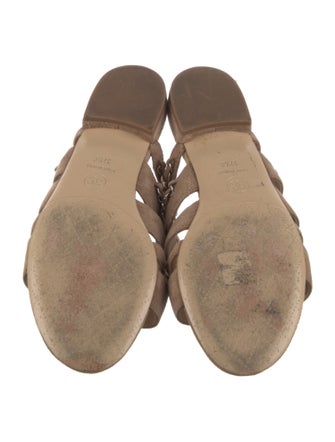 Chanel Interlocking CC Logo Suede Slides