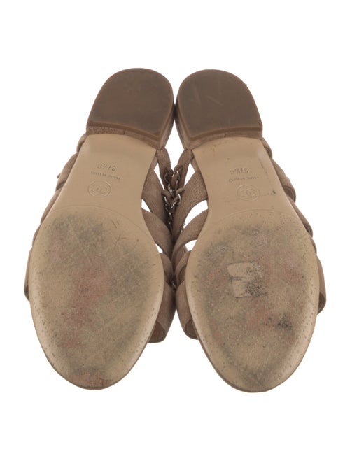 Chanel Interlocking CC Logo Suede Slides