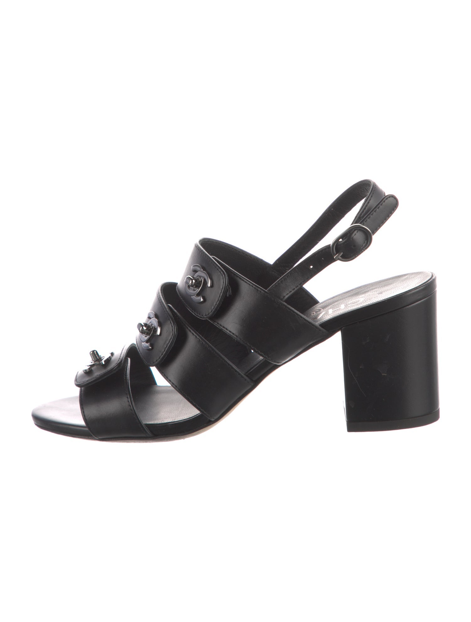 Chanel 2018 Interlocking CC Logo Slingback Sandals