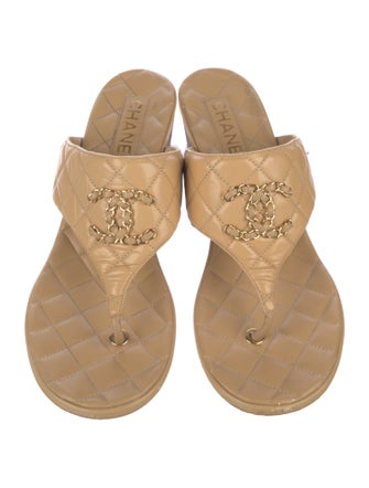 Chanel 2023 Interlocking CC Logo Flip Flops